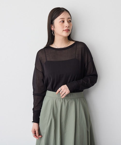 anyfee(エニフィー)の「【anyfee/プラスサイズ】シアーニットプルオーバー(新色追加)《接触冷感》(Tシャツ/カットソー・レディース・オレンジ/グレー/ブラック/ピンク/グリーン/ホワイト系その他/ベージュ・LL/3L/4L/5L)」の16枚目の写真