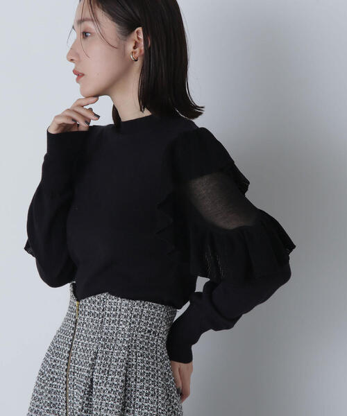 NATURAL BEAUTY BASIC（ナチュラルビューティーベーシック）の「◇アゼフリルショルダーニット（ニット/セーター・レディース・ブラック/オフホワイト/ブルー/ピンク・FREE）」の11枚目の写真