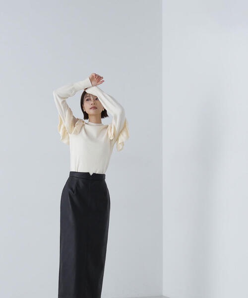 NATURAL BEAUTY BASIC（ナチュラルビューティーベーシック）の「◇アゼフリルショルダーニット（ニット/セーター・レディース・ブラック/オフホワイト/ブルー/ピンク・FREE）」の14枚目の写真