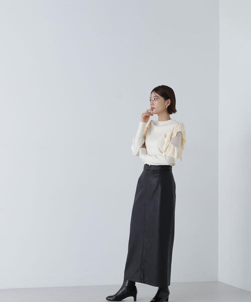 NATURAL BEAUTY BASIC（ナチュラルビューティーベーシック）の「◇アゼフリルショルダーニット（ニット/セーター・レディース・ブラック/オフホワイト/ブルー/ピンク・FREE）」の17枚目の写真