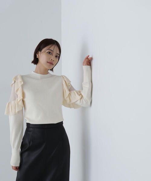 NATURAL BEAUTY BASIC（ナチュラルビューティーベーシック）の「◇アゼフリルショルダーニット（ニット/セーター・レディース・ブラック/オフホワイト/ブルー/ピンク・FREE）」の18枚目の写真