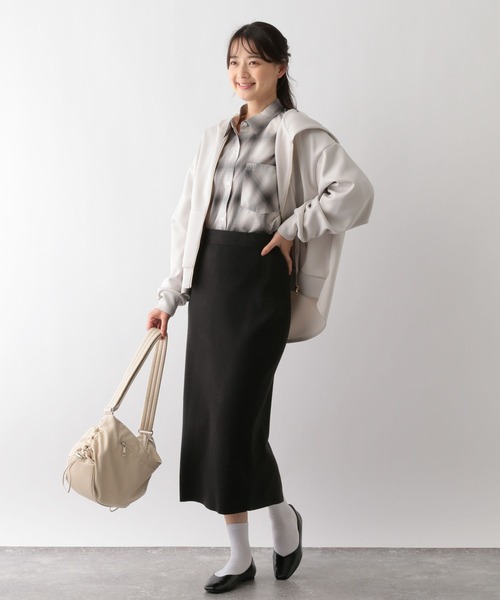 GLOBAL WORK Smile Seed Store（グローバルワーク スマイルシードストア）の「お手入れラクラクＩラインスカート/116054（スカート・レディース・グレー系その他/ブラック/ブラウン系その他・SMALL/X-LARGE/MEDIUM/LARGE）」の4枚目の写真