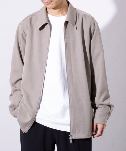 GLOSTER(グロスター)の「【GLOSTER/グロスター】classy ジップアップ シャツブルゾン(シャツ/ブラウス・メンズ・グレイッシュベージュ/ネイビー/インディゴブルー・S/M/L)」の2枚目の写真