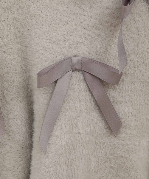 31 Sons de mode(トランテアン ソン ドゥ モード)の「リボン付きヘアリーニット(ニット/セーター・レディース・ライトグレー/オフホワイト/チャコールグレー・フリー)」の7枚目の写真