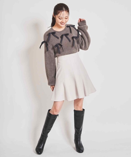 31 Sons de mode(トランテアン ソン ドゥ モード)の「リボン付きヘアリーニット(ニット/セーター・レディース・ライトグレー/オフホワイト/チャコールグレー・フリー)」の21枚目の写真