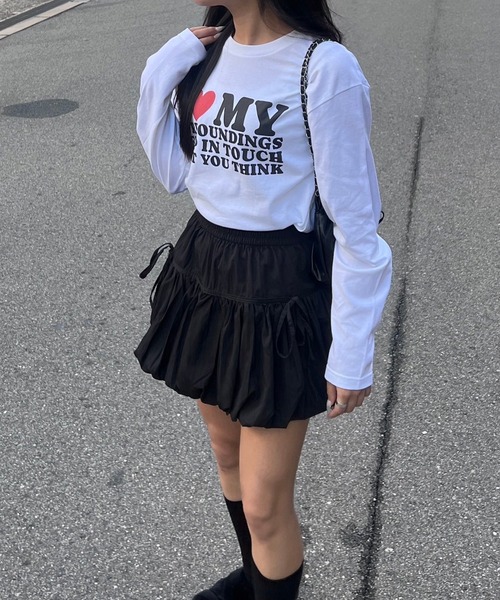 merrylatte(メリーラテ)の「ラブロゴロンT/長袖Tシャツ(Tシャツ/カットソー・レディース・ホワイト・MEDIUM)」の2枚目の写真