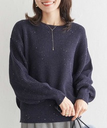ラメスパンコールニットプルオーバー