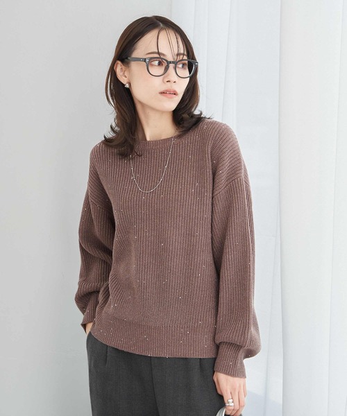 ikka(イッカ)の「ラメスパンコールニットプルオーバー(ニット/セーター・レディース・ブラウン/グレー/ネイビー・M/L/S)」の6枚目の写真
