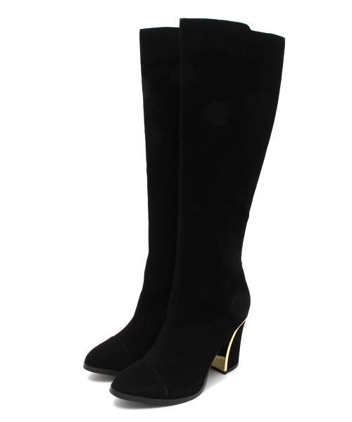 GUILD PRIME(ギルドプライム)の「【GUILD PRIME】WOMENS ゴールドヒールアクセントブーツ(ブーツ・レディース・ブラック・23.5/24.5/22.5)」の1枚目の写真