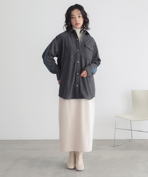 n'OrLABEL(ノアールレーベル)の「コーデュロイトラックシャツ(シャツ/ブラウス・レディース・チャコール/ベージュ・1/2)」の7枚目の写真