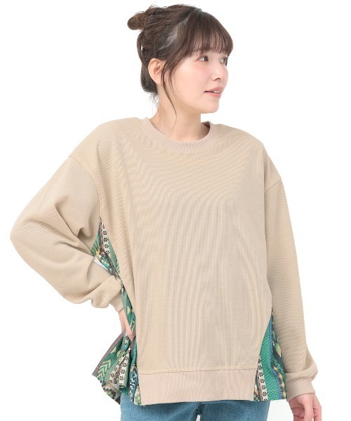 チチカカ(チチカカ)の「ファブリックプリントコンビプルオーバー(Tシャツ/カットソー・レディース・チャコールグレー/ブルー/ベージュ・FREE)」の11枚目の写真