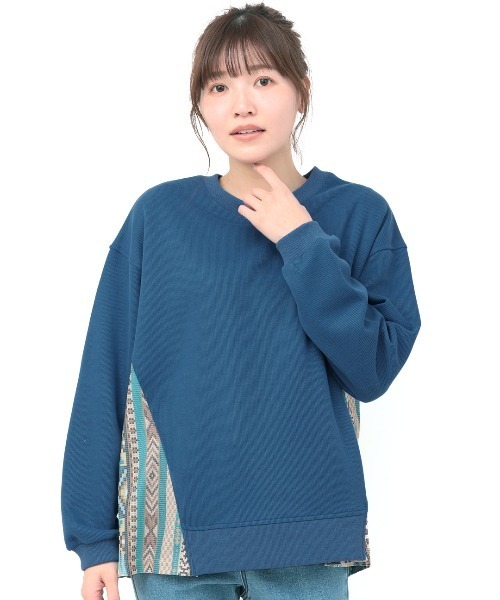 チチカカ(チチカカ)の「ファブリックプリントコンビプルオーバー(Tシャツ/カットソー・レディース・チャコールグレー/ブルー/ベージュ・FREE)」の12枚目の写真