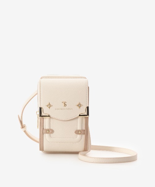 SAMANTHAVEGA（サマンサベガ）の「サイドダイヤカットスマホショルダー（ショルダーバッグ・レディース・グレイッシュベージュ/オフホワイト/ブラック・FREE）」の4枚目の写真