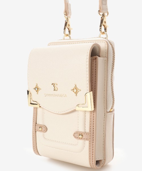 SAMANTHAVEGA（サマンサベガ）の「サイドダイヤカットスマホショルダー（ショルダーバッグ・レディース・グレイッシュベージュ/オフホワイト/ブラック・FREE）」の6枚目の写真