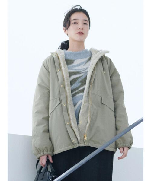 Samansa Mos2 blue（サマンサモスモスブルー）の「【撥水】リバーシブルファーマウンテンパーカー（その他アウター・レディース・キナリ/カーキ/チャコールグレー・F）」の3枚目の写真