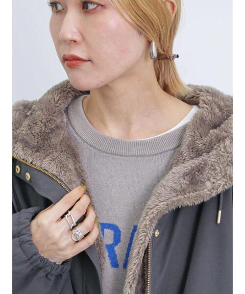 Samansa Mos2 blue（サマンサモスモスブルー）の「【撥水】リバーシブルファーマウンテンパーカー（その他アウター・レディース・キナリ/カーキ/チャコールグレー・F）」の11枚目の写真