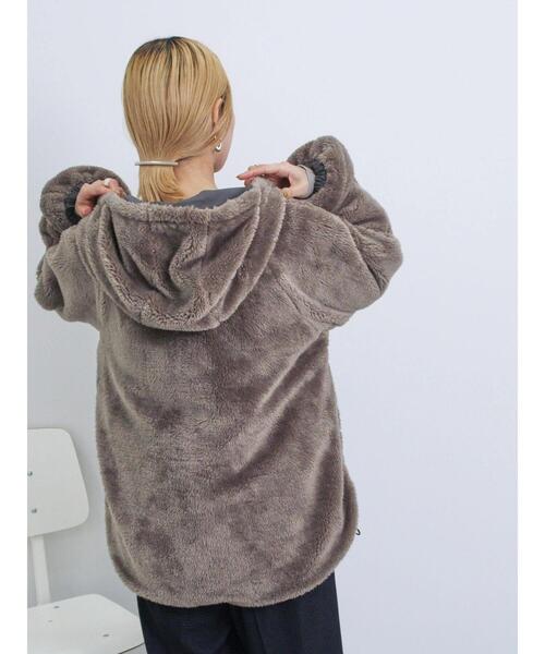 Samansa Mos2 blue（サマンサモスモスブルー）の「【撥水】リバーシブルファーマウンテンパーカー（その他アウター・レディース・キナリ/カーキ/チャコールグレー・F）」の16枚目の写真