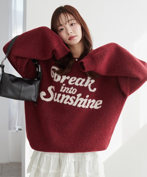 WEGO（ウィゴー）の「WEGO/【☆SNSで話題沸騰中の人気アイテム☆】ロゴジャガードフラッフィーニット（ニット/セーター・レディース・グリーン/レッド/アイボリー・FREE）」の3枚目の写真