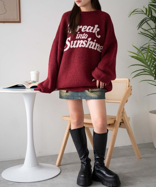 WEGO（ウィゴー）の「WEGO/【☆SNSで話題沸騰中の人気アイテム☆】ロゴジャガードフラッフィーニット（ニット/セーター・レディース・グリーン/レッド/アイボリー・FREE）」の21枚目の写真