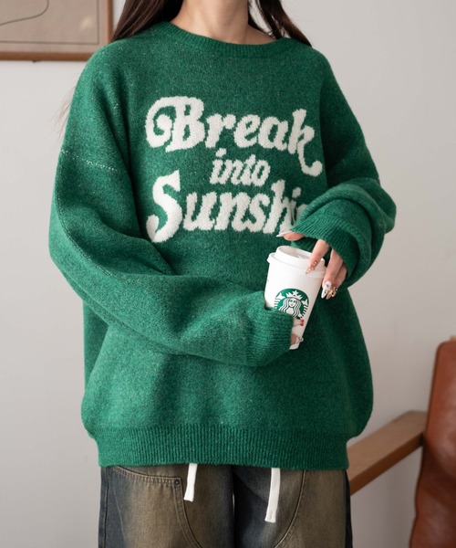 WEGO（ウィゴー）の「WEGO/【☆SNSで話題沸騰中の人気アイテム☆】ロゴジャガードフラッフィーニット（ニット/セーター・レディース・グリーン/レッド/アイボリー・FREE）」の5枚目の写真