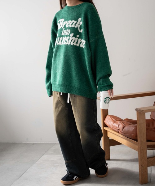 WEGO（ウィゴー）の「WEGO/【☆SNSで話題沸騰中の人気アイテム☆】ロゴジャガードフラッフィーニット（ニット/セーター・レディース・グリーン/レッド/アイボリー・FREE）」の6枚目の写真