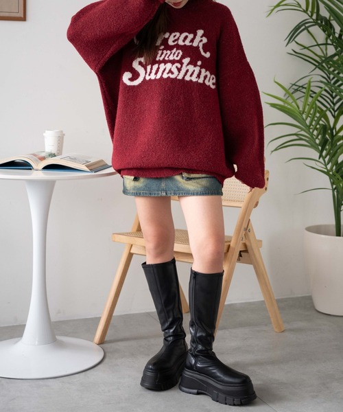 WEGO（ウィゴー）の「WEGO/【☆SNSで話題沸騰中の人気アイテム☆】ロゴジャガードフラッフィーニット（ニット/セーター・レディース・グリーン/レッド/アイボリー・FREE）」の10枚目の写真