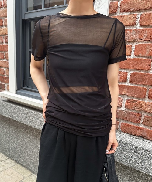 トップス son センターラインシアーロングトップス（Tシャツ/カットソー