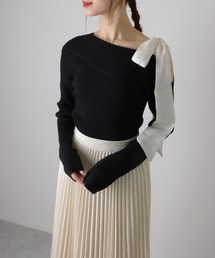 ribbon off shoulder knit pullover /肩リボン オフショルダー ニット