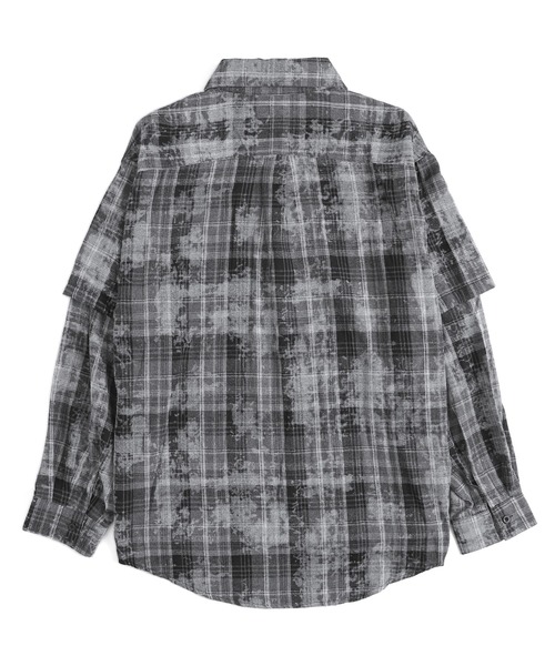 Figments（フィグメンツ）の「フェイクレイヤードチェックシャツ（シャツ/ブラウス・レディース・ブラック/ブラウン・FREE）」の5枚目の写真