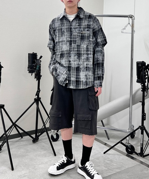 Figments（フィグメンツ）の「フェイクレイヤードチェックシャツ（シャツ/ブラウス・レディース・ブラック/ブラウン・FREE）」の13枚目の写真