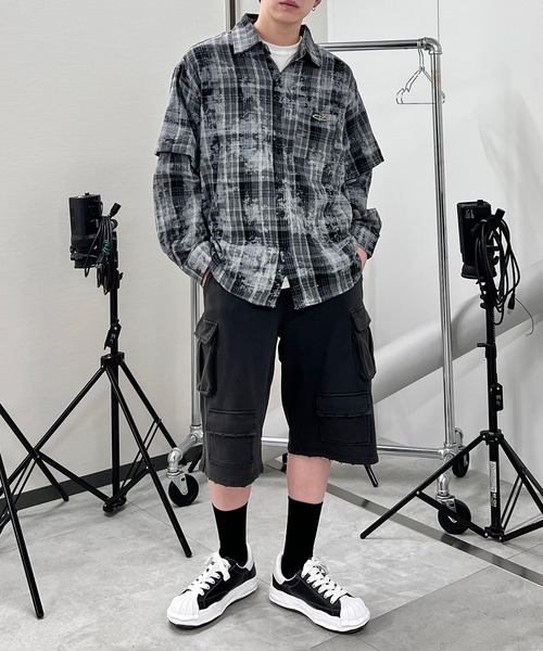 Figments（フィグメンツ）の「フェイクレイヤードチェックシャツ（シャツ/ブラウス・レディース・ブラック/ブラウン・FREE）」の14枚目の写真