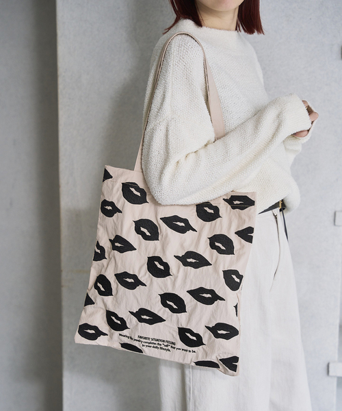 LE TALON（ルタロン）の「《追加》LE TALON メッセージトート2（トートバッグ・レディース・アイボリー/グレー/ピンク/ブラウン/グリーン/ベージュ・FREE）」の2枚目の写真