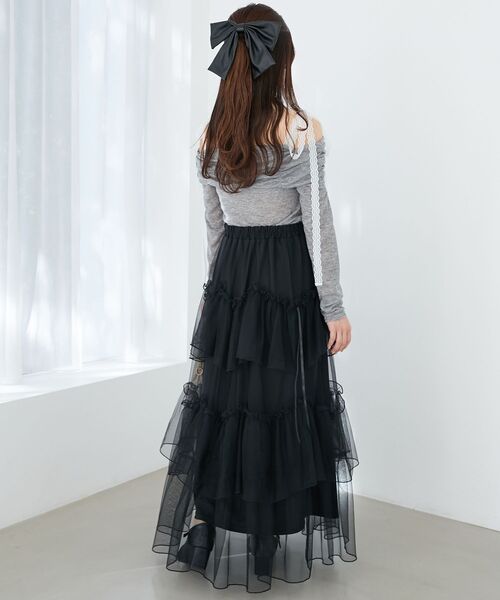 MAJESTIC LEGON(マジェスティックレゴン)の「レースリボン2wayオフショルトップス(Tシャツ/カットソー・レディース・ブラック/グレー/アイボリー/ピンク・MEDIUM)」の9枚目の写真