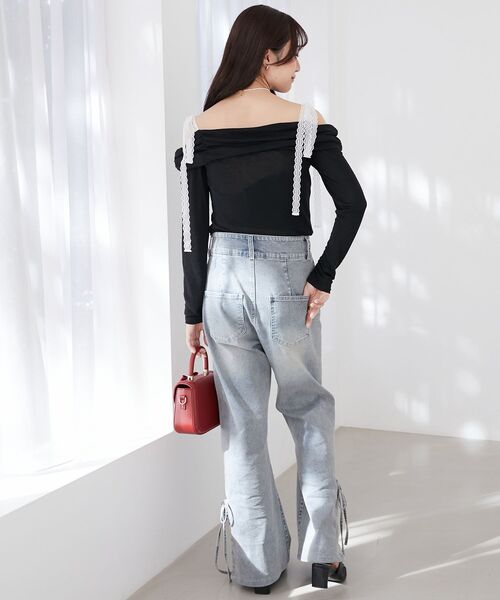 MAJESTIC LEGON(マジェスティックレゴン)の「レースリボン2wayオフショルトップス(Tシャツ/カットソー・レディース・ブラック/グレー/アイボリー/ピンク・MEDIUM)」の16枚目の写真