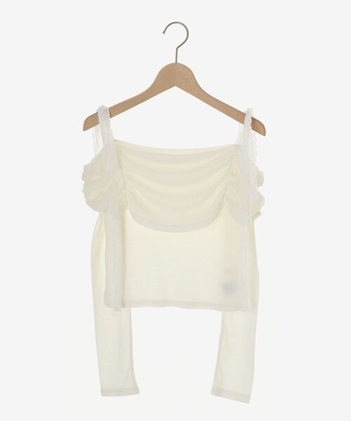 MAJESTIC LEGON(マジェスティックレゴン)の「レースリボン2wayオフショルトップス(Tシャツ/カットソー・レディース・ブラック/グレー/アイボリー/ピンク・MEDIUM)」の22枚目の写真