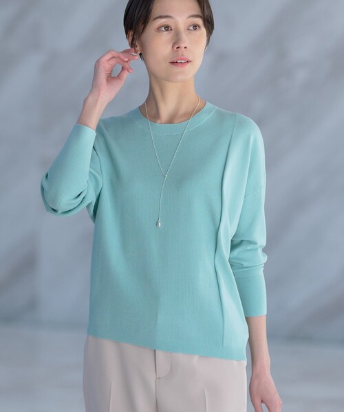 INDIVI（インディヴィ）の「【洗える】アシメデザイン ドルマンスリーブニット（ニット/セーター・レディース・ベージュ/ライトグリーン/アイボリー/スモーキーグリーン系/チャコールグレー・05/13/15 /34/38/19）」の15枚目の写真