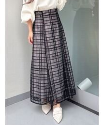 MERCURYDUO | オリジナルチュールチェックフレアスカート(スカート)