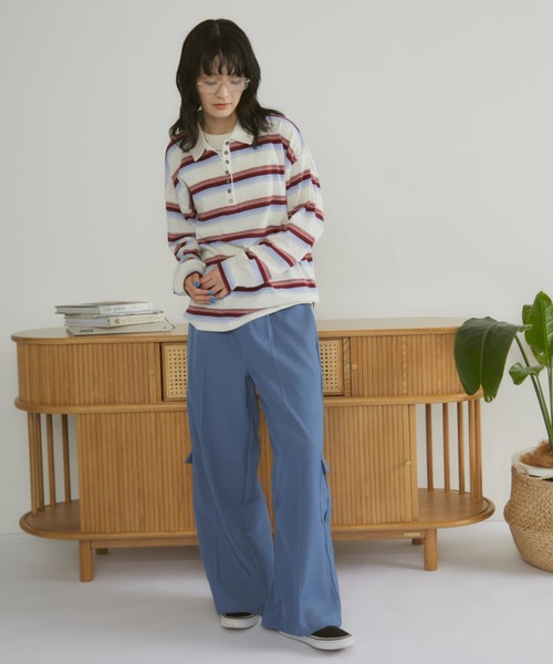 MERLOT(メルロー)の「ローサイドポケットカーゴスラックス(スラックス・レディース・ベージュ/ブルー・FREE)」の7枚目の写真