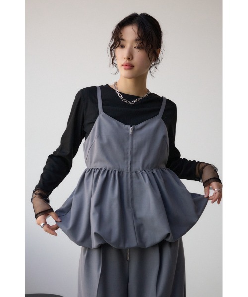 AZUL by moussy（アズールバイマウジー）の「フロントジップバルーンキャミ（キャミソール・レディース・グレー/ブラック系その他/ブラック・FREE）」の18枚目の写真