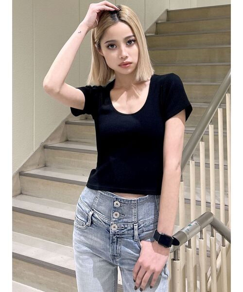 GYDA(ジェイダ)の「レオパードバックリボントップス(Tシャツ/カットソー・レディース・オフホワイト/ブラック・FREE)」の3枚目の写真