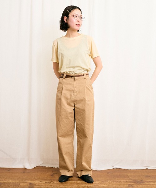 fig Ｌondon（フィグロンドン）の「CHINO pants（チノパンツ・レディース・ベージュ/アイボリー・FREE）」の4枚目の写真