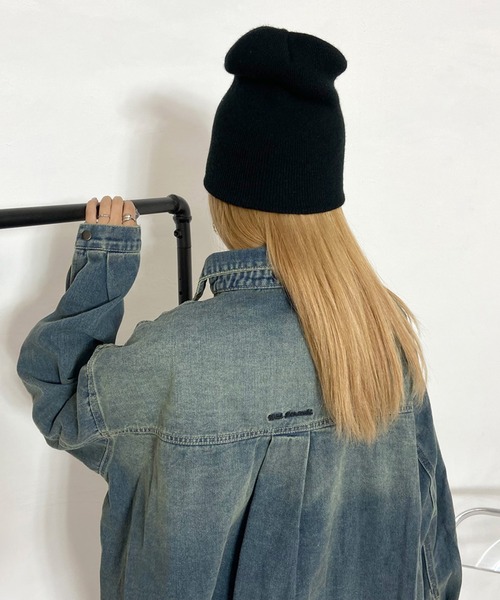 non-hedge(ノンヘッジ)の「ロゴ刺繍デニムシャツ(シャツ/ブラウス・レディース・ブラック/ブルー/インディゴブルー・FREE)」の5枚目の写真