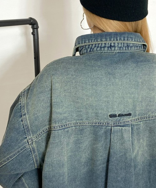 non-hedge(ノンヘッジ)の「ロゴ刺繍デニムシャツ(シャツ/ブラウス・レディース・ブラック/ブルー/インディゴブルー・FREE)」の7枚目の写真