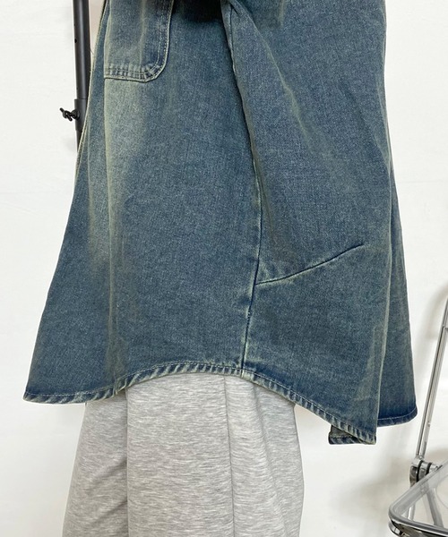 non-hedge(ノンヘッジ)の「ロゴ刺繍デニムシャツ(シャツ/ブラウス・レディース・ブラック/ブルー/インディゴブルー・FREE)」の11枚目の写真