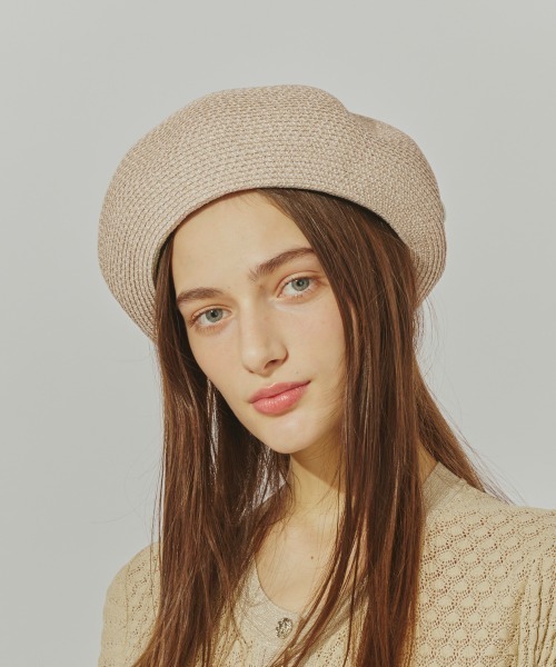 Chapeau d' O(シャポードオー)の「Chapeau d' O Lame Silk Braid Beret / シャポードオー(ハンチング/ベレー帽・レディース・ブラック/ライトベージュ/ピンク/ベージュ・M/57.5cm)」の19枚目の写真