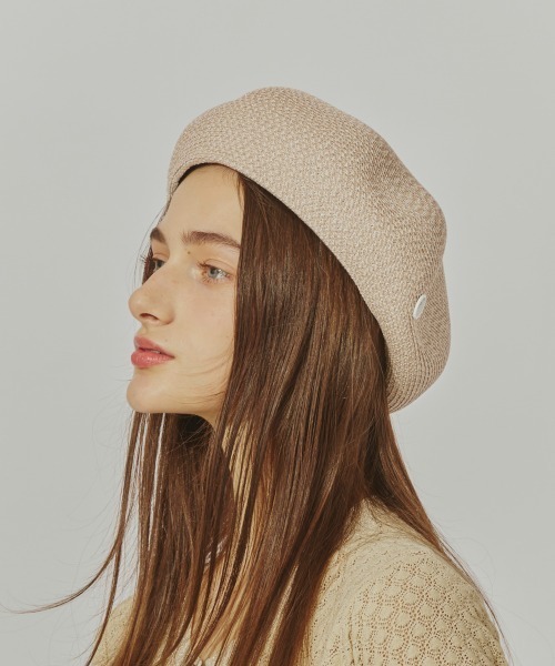 Chapeau d' O(シャポードオー)の「Chapeau d' O Lame Silk Braid Beret / シャポードオー(ハンチング/ベレー帽・レディース・ブラック/ライトベージュ/ピンク/ベージュ・M/57.5cm)」の20枚目の写真
