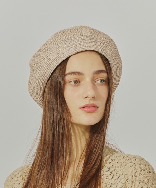 Chapeau d' O(シャポードオー)の「Chapeau d' O Lame Silk Braid Beret / シャポードオー(ハンチング/ベレー帽・レディース・ブラック/ライトベージュ/ピンク/ベージュ・M/57.5cm)」の21枚目の写真
