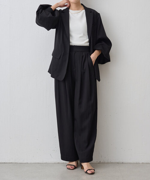 LIVETART（リヴェタート）の「《LIVETART》袖リブジャケット（テーラードジャケット・レディース・ブラック/ピンクベージュ・FREE）」の3枚目の写真