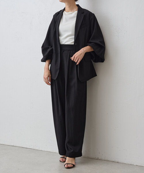 LIVETART（リヴェタート）の「《LIVETART》袖リブジャケット（テーラードジャケット・レディース・ブラック/ピンクベージュ・FREE）」の4枚目の写真