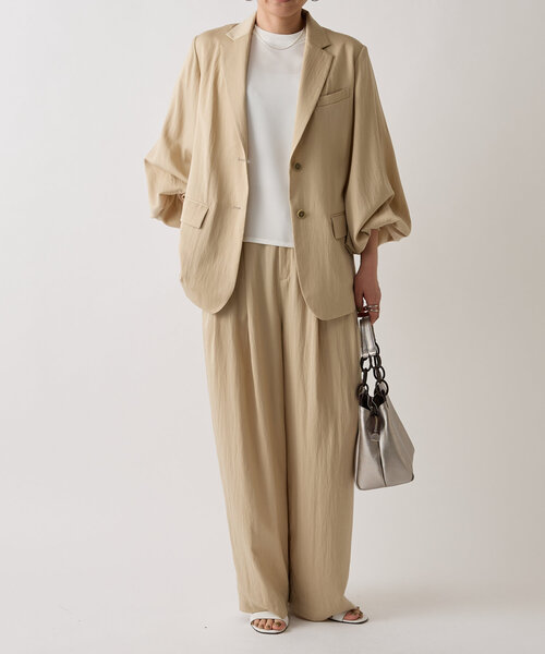 LIVETART（リヴェタート）の「《LIVETART》袖リブジャケット（テーラードジャケット・レディース・ブラック/ピンクベージュ・FREE）」の8枚目の写真